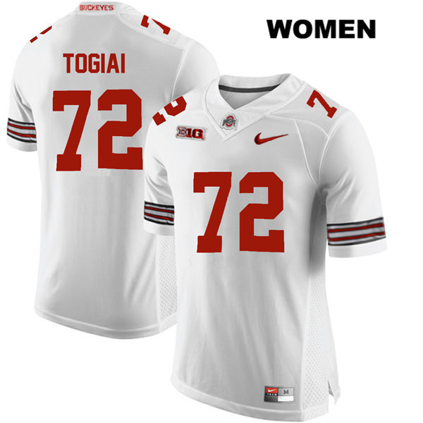 Ohio State Buckeyes Women's Tommy Togiai #72 White Authentic Nike College NCAA Stitched Football Jersey BU19D87VU